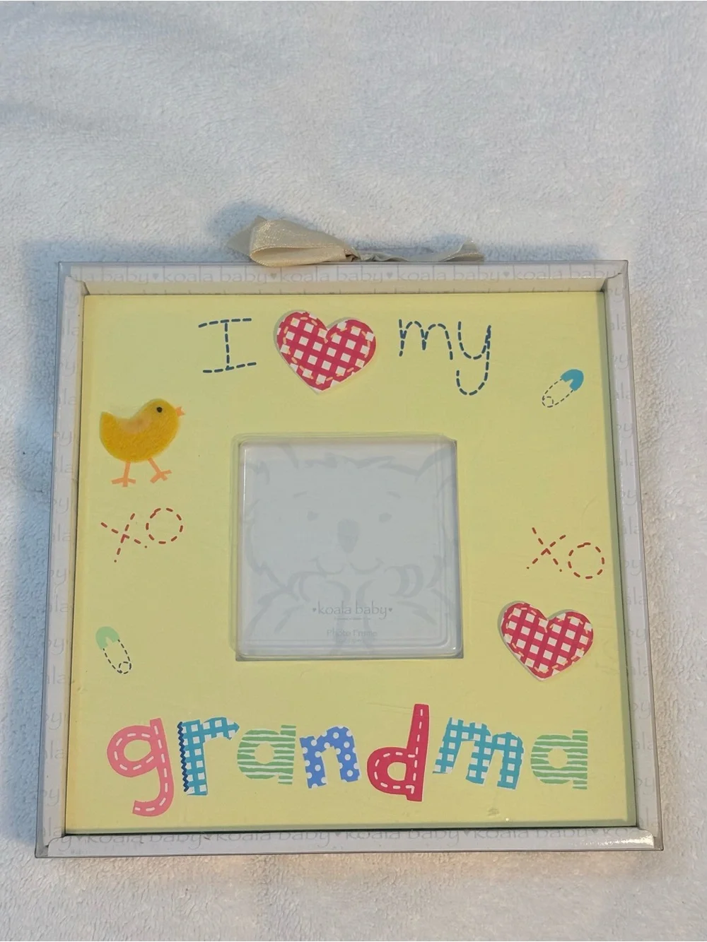 Vintage I Love My Grandma Picture Frame Koala Baby Felt Chick Wood Heart Giftbox